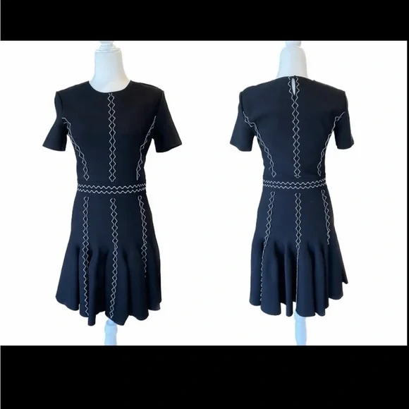 Alexander McQueen Black Dress with White Detailing - Picture 5 of 5